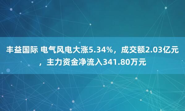 丰益国际 电气风电大涨5.34%，成交额2.03亿元，主力资金净流入341.80万元